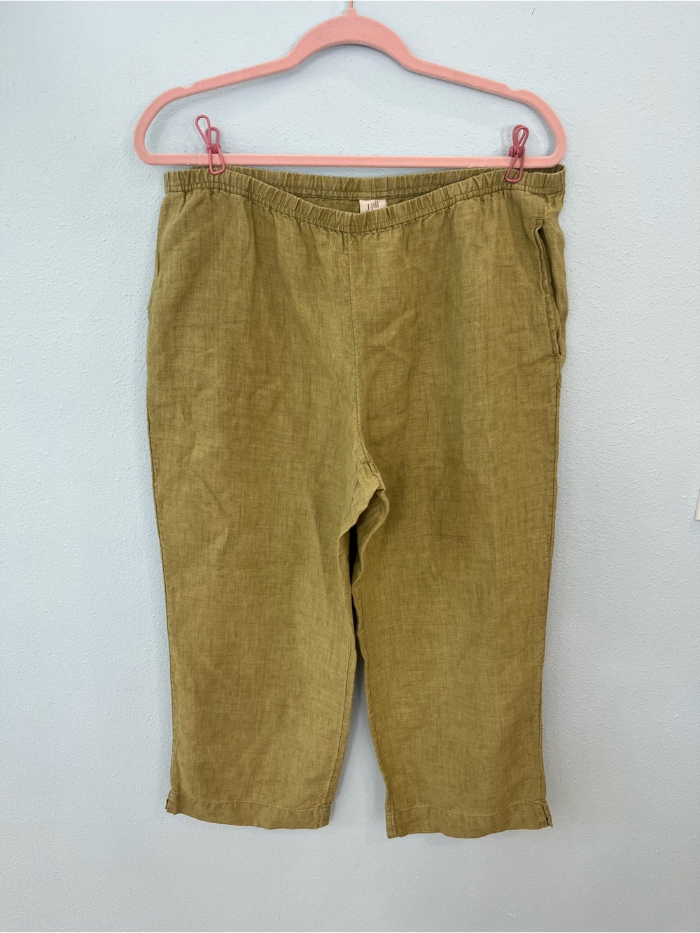 J. Jill Olive Linen-Blend Elastic Waist Chinos